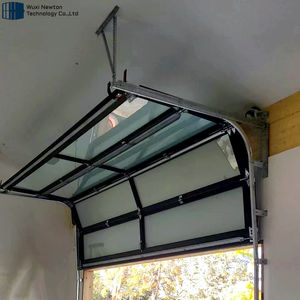Porte de <span class=keywords><strong>garage</strong></span> sectionnelle en verre sans cadre en alliage d'aluminium automatique commerciale 16x8 pour les maisons - Product Image 4