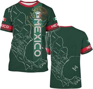 Camiseta de Fútbol con Diseño del Mapa de México, Verde, de Poliéster, con Emblema Nacional y Patrón de Estados - Product Image 1