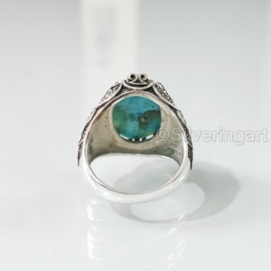 Grossiste Bague pour homme Bague en argent sterling 925 avec pierre précieuse turquoise naturelle Bague de naissance de décembre Toutes tailles Bijoux de fête arabes - Product Image 6