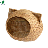 Nichoir rond moderne en polyester et fibre tissé à la main, imperméable et écologique, avec coussin moelleux, abri confortable pour chats et petits animaux