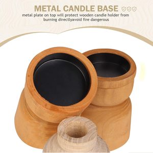 Portavelas de madera para Pilar Pack 2 Granja Pilar de madera Portavelas Candelabros rústicos Tradicional - Product Image 3