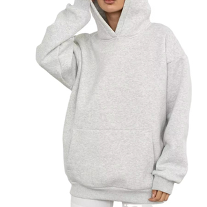 Sweat à capuche en molleton d'hiver pour femmes surdimensionné en gros bleu sweat ample avec poches avant entraînement de rue et vêtements de jogging - Product Image 3