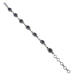 Pulsera de Cadena de Plata 925 Vintage con Amatista para Mujer, Engaste de Bisel, Joyería para Uso Diario - Product Image 3