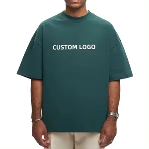 Custom Logo Drop Shoulder T-shirts Embroidery Tshirt Oversized Heavyweight High Quality 300 Gsm Tshirt