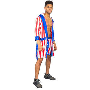American Star-Stripe Robe Ropa Lucha libre-Bata de boxeo con capucha Bata de boxeo para hombres y mujeres Satén personalizado - Product Image 5