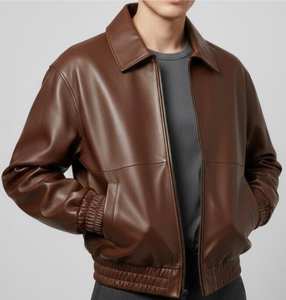 Veste en cuir pour homme de haute qualité, personnalisable, col montant, longue, imperméable, logo frontal, chauffante, respirante, séchage rapide - Product Image 1