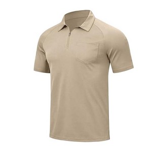 Nuevo estilo para hombre 100% algodón Regular Fit tejido Polo cuello cuarto cierre con cremallera manga corta polos para hombre de talla grande OEM - Product Image 6