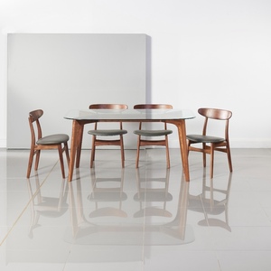 Ensemble de meubles de salle à manger en teck et verre de couleur naturelle pour meubles de salle à manger et meubles de cuisine - Product Image 3