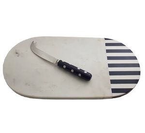 Planche de cuisine Couteau en acier inoxydable avec manche en résine Planche à découper de luxe en pierre de marbre et résine Planche à découper pour ustensiles de cuisine - Product Image 1