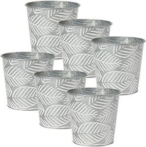 Cubo de maceta galvanizado de estilo campestre con detalle de retrete pintado a mano, perfecto para el patio delantero rústico y el atractivo del patio - Product Image 1