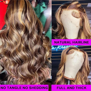 Body Wave 13"x6" Lace Front <b>Wigs</b> Russian Virgin Human Hair Pre-Bonded Machine Double Weft [Removable Elastic <b>Band</b>] - Product Image 2