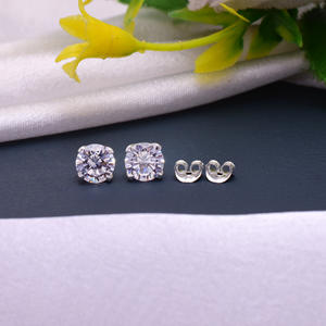 Pendientes de tuerca chapados en oro de 18 quilates de Plata de Ley 925 sólida con corte facetado de circón natural al por mayor, joyería fina para boda y Mujer - Product Image 1