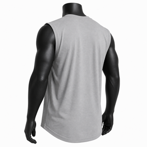 Camiseta sin mangas personalizada para hombre, transpirable, de secado rápido, con cuello redondo acanalado, 100% algodón, informal, deportiva, para fitness - Product Image 6