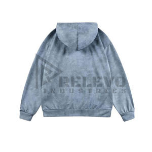Nouveau sweat à capuche personnalisé élégant, streetwear, polaire, oversize, délavé à l'acide, délavé au soleil, déchiré, à fermeture éclair - Product Image 3