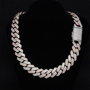 Personalizado 14K oro rosa helado laboratorio crecido diamante cubano enlace cadena Hip Hop Miami cubano cadenas finas collares para hombres mujeres - Product Image 1