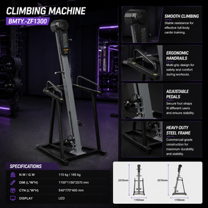 Máquina de Escalada Vertical y Simulador de Escalada para Gimnasio, de Calidad Comercial BM, con Tracción Delantera Ajustable y Ecológica - Product Image 3