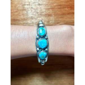 Bobby Johnson Kingman Turquoise & Sterling <b>Silver</b> Fashion <b>Cuff</b> <b>Bracelet</b> - Product Image 5