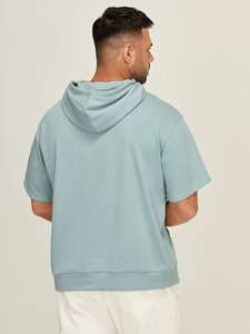 Cotton Blended Hoodie Men Clothing Manufacturers Custom Logo Unisex Oversized <b>Short</b> <b>Sleeve</b> Hoodie Men's Hoodies - Product Image 2