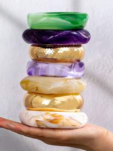 <b>RESIN</b> BANGLE Fashion Designer Jewelry <b>Resin</b> <b>Colour</b> Full Bangle Gift Marble Amber Irregular OTHER Bracelet for Women Girls - Product Image 5