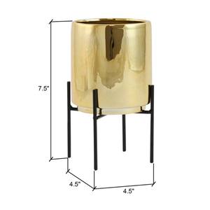 Pot de fleur en métal doré de forme ronde de taille personnalisable de luxe Offre Spéciale avec le support de fer - Product Image 5