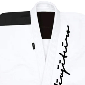 Kimono de Artes Marciales Blanco, Chaqueta de Lucha Libre con Parche de Hombro Negro en Contraste, Bordado Personalizado, Conjuntos de Top de Entrenamiento Elástico para Hombre - Product Image 3