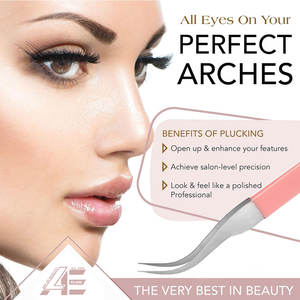 Ensemble de 2 pinces à épiler en acier inoxydable à pointe fine et inclinée pour retirer les éclats, les tiques, le verre - Cheveux des sourcils (rose clair) - Product Image 2