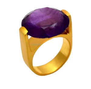 Améthyste naturelle pierre précieuse plaqué or bague en argent faite à la main bijoux 925 bague en argent Sterling bague à la mode pour cadeau de mariage - Product Image 5