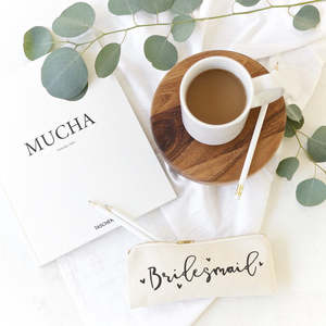 Bridesmaid Linen <b>Makeup</b> Organizer Bag Portable Cotton Canvas Pencil <b>Case</b> and Travel Pouch with Letter Pattern PC Material - Product Image 4