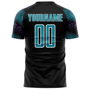 Maillot de jeu personnalisé noir et turquoise à manches courtes, imprimé numérique, respirant, séchage rapide, antibactérien, léger - Product Image 3