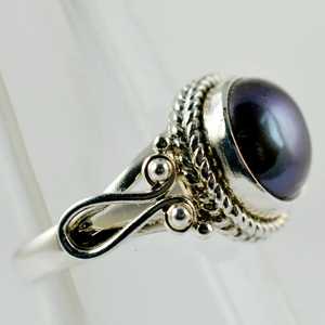 Navya Craft Handmade 925 Sterling Silver Women's Boho <b>Ring</b> Freshwater Peacock Black Pearl June Birthstone <b>Statement</b> Jewelry - Product Image 5