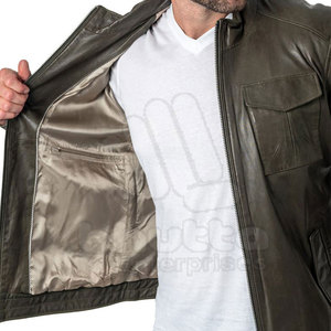 Premium High Quality <b>Winter</b> <b>Leather</b> <b>Jacket</b> for Men Stand Collar Waterproof Windproof Breathable Quick Dry Regular Chopper Biker - Product Image 5