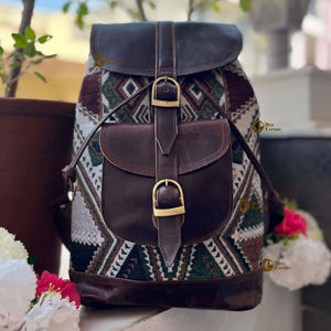 New Jacquard Leather Handmade Backpack Real Leather Rucksack Unisex <b>Multi</b> Uses New Design <b>Bag</b> Wholesale Bulk Product - Product Image 1