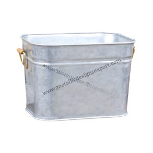 Jardinière carrée vintage en métal galvanisé avec poubelle décorative de jardin de pépinière intérieure/extérieure de style ferme rustique avec poignées - Product Image 5