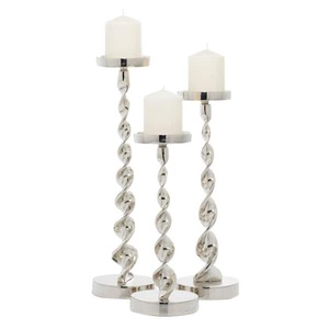 Bougeoir double palmier en aluminium et métal blanc pour la décoration intérieure - Product Image 2