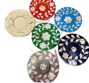 Hot <b>Sale</b> 14 Inch Classic Design Mother & Pearl Inlay & Resin Serving Tray Round Tray Food Serving Tray Wedding Gift Hot <b>Sale</b> - Product Image 5