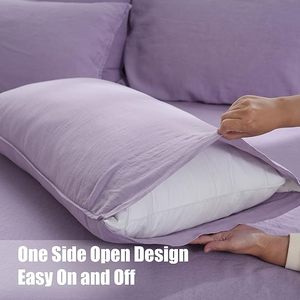 Queen Size 100% Organic Cotton Duvet Cover <b>Set</b> Stone Washed French Flax Quilt Bedding 3 Piece <b>Comforter</b> for Home Hotel Weddings - Product Image 4