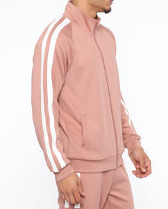 Custom logo Wholesale <b>Pink</b> Color Stripe Design Custom <b>Tracksuit</b> <b>Set</b> for Men 2 Piece Jogger <b>Set</b> Zip up Hoodie Sweatsuit - Product Image 5