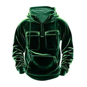 Conjunto de Sudadera con Capucha de Invierno Rojo Borgoña para Hombre, Personalizado OEM, Chándales de Terciopelo / Chándales con Estampado Digital de Último Diseño - Product Image 3