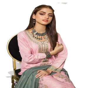 Costumes 3 pièces en soie et viscose pour femme par Bin Hameed Beautiful Stylish Collection avec broderie Volume PARI - Product Image 1