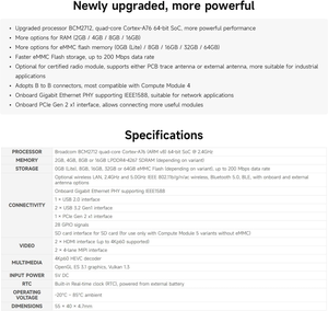 Resmi bir ahududu <span class=keywords><strong>Pi</strong></span> CM5102000 ile Aismartlink CM5 <span class=keywords><strong>Pi</strong></span> hesaplama modülü <span class=keywords><strong>5</strong></span> (kablosuz, 2GB RAM, 0GB (Lite) eMMC flaş ile) - Product Image 4