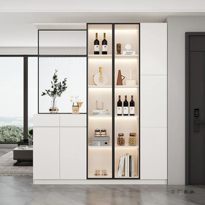 Meuble d'entrée moderne en bois massif 2026, rangement à chaussures sur mesure, séparateur de pièce pour salon, villa, hôtel, armoire à vin - Product Image 3