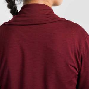 Modest Breathable Long Sleeve Sportswear Wrap in Maroon Color with Loose Fit for Women - Product Image 5