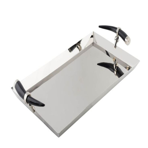 Metal Gold Polished Metal <b>Food</b> Serving Tray Rectangular Shape Elegant Dessert and <b>Food</b> Serving Tray Perfect for Weddings - Product Image 4