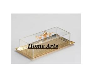 Bandeja de postre martillado de acero inoxidable de Color plateado de la mejor calidad con cubierta acrílica Bandeja para servir alimentos para el hogar - Product Image 5