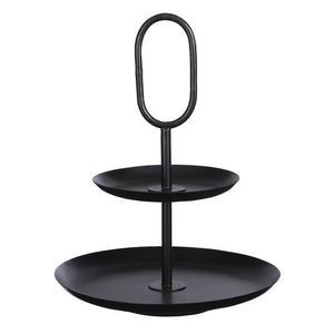 Black Finished Luxury Style Metal Cake <b>Stand</b> 2 Tier <b>Display</b> <b>Stand</b> Elegant for Birthday Parties <b>Table</b> <b>Top</b> Decor - Product Image 1