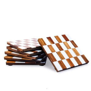 Sous-verres de bar durables faits à la main de style moderne avec incrustations d'os en forme d'animaux, couleur naturelle, cadeau de pendaison de crémaillère - Product Image 1