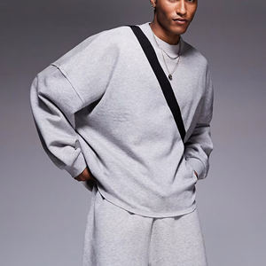 OEM/ODM 100% algodón tejido mezclado sudadera para hombre básico pesado grueso polar 450GSM de gran tamaño Boxy fit sudadera para hombre - Product Image 4