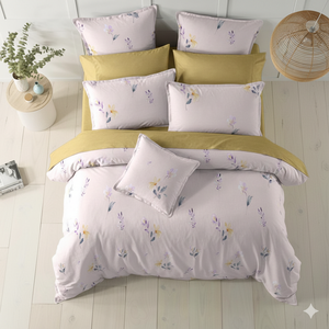 Ensemble de literie de luxe en microfibre, 4 pièces, tissu 100% polyester tissé 125 g/m², collection de draps de lit jumeaux, housse de couette florale - Product Image 2