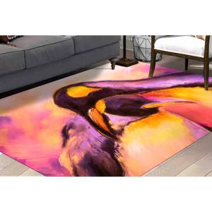 Tapis à motifs de pingouins en peinture pastel, tapis imprimé coloré pour décoration moderne, tapis en chenille - Product Image 4