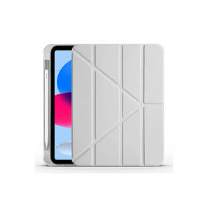 Étui de protection pliable Netzy 2025 pour iPad, en PU gris, avec compartiment pour stylet et support, style mignon - Product Image 2